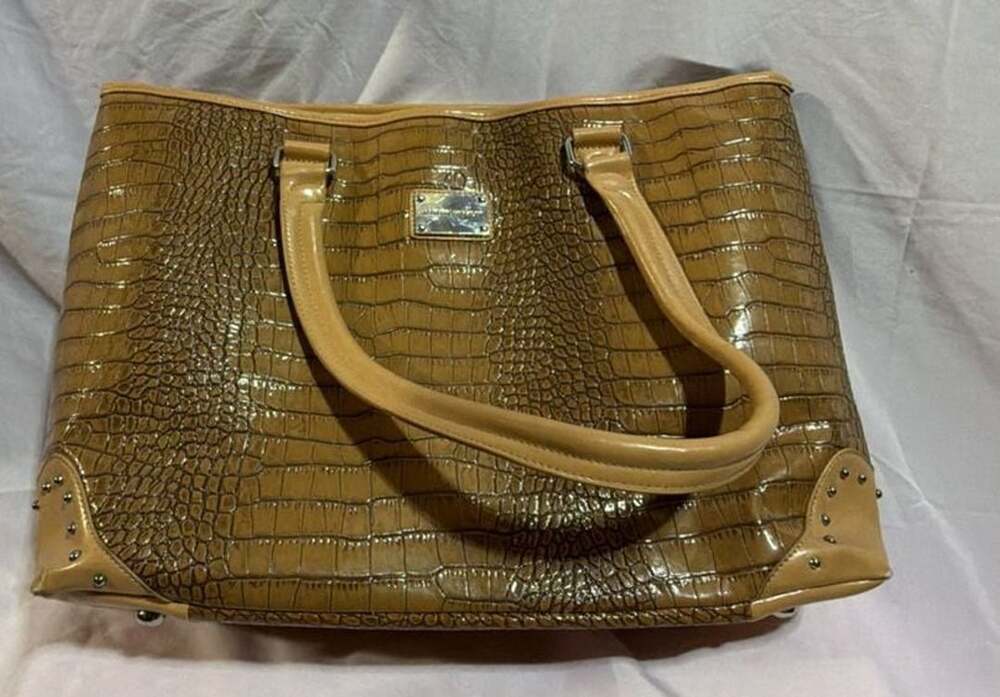 Adrienne Vittadini Croc-Embossed Tote Bag Light Brown